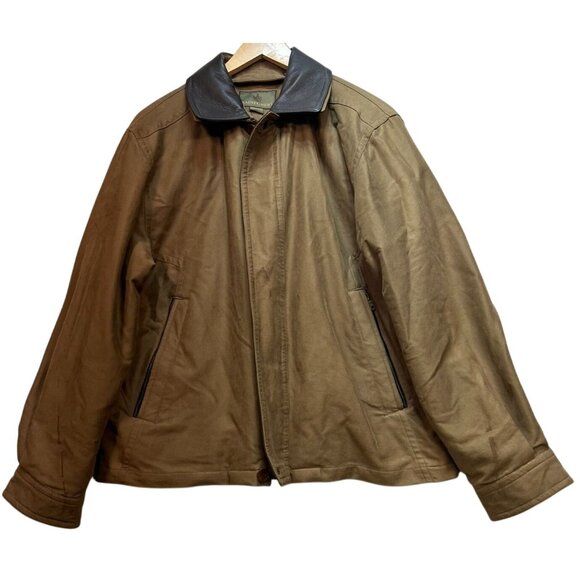Rainforest Men's Leather Bomber Jacket Long Sleeve Size Medium Brown Full Zipper - Picture 1 of 11